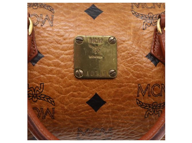 Borsa Boston Mini Vicetos Logogram MCM in pelle PVC 2 in 1 marrone oro Auth gh1320 D'oro - vista 12