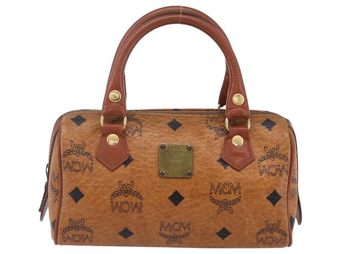 Borsa Boston Mini Vicetos Logogram MCM in pelle PVC 2 in 1 marrone oro Auth gh1320 D'oro - vista 13