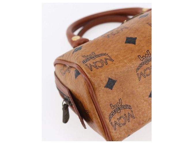 Borsa Boston Mini Vicetos Logogram MCM in pelle PVC 2 in 1 marrone oro Auth gh1320 D'oro - vista 14