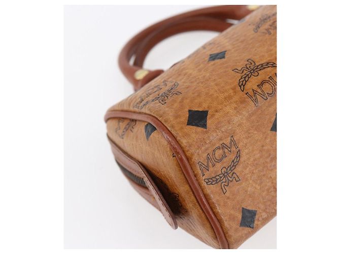 Borsa Boston Mini Vicetos Logogram MCM in pelle PVC 2 in 1 marrone oro Auth gh1320 D'oro - vista 16