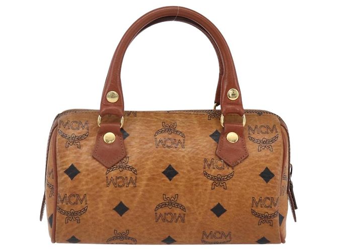 Borsa Boston Mini Vicetos Logogram MCM in pelle PVC 2 in 1 marrone oro Auth gh1320 D'oro - vista 2