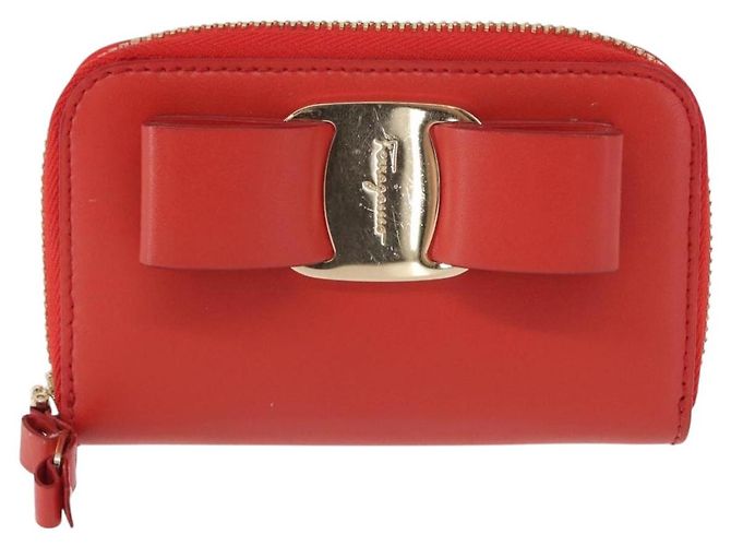 Portafoglio compatto Vala in pelle rossa e oro Auth am9789 di Salvatore Ferragamo Rosso D'oro - vista 13