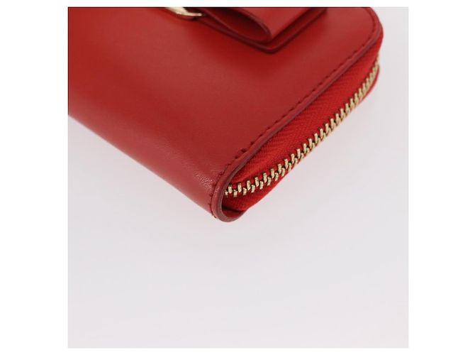Portafoglio compatto Vala in pelle rossa e oro Auth am9789 di Salvatore Ferragamo Rosso D'oro - vista 14