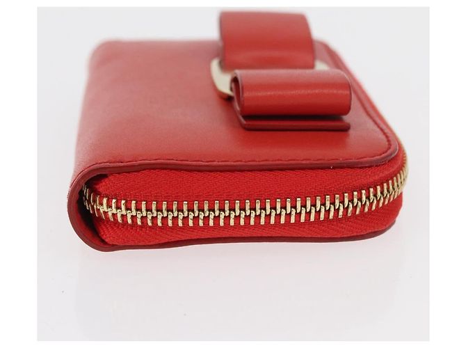 Portafoglio compatto Vala in pelle rossa e oro Auth am9789 di Salvatore Ferragamo Rosso D'oro - vista 3