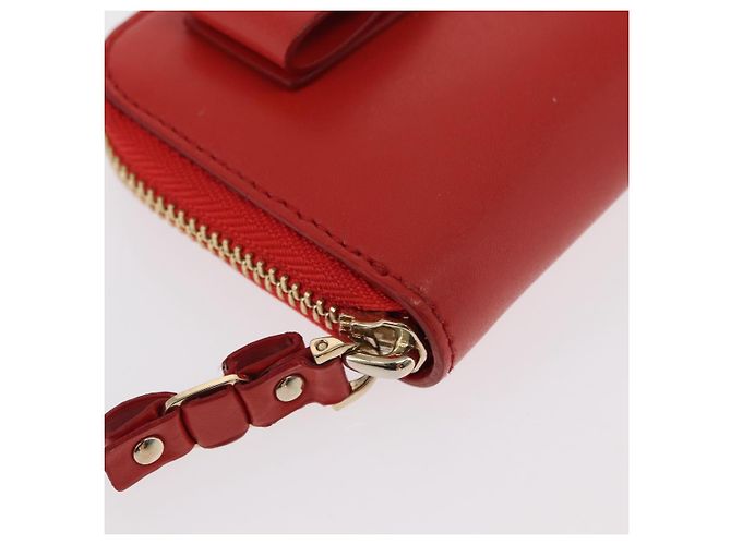 Portafoglio compatto Vala in pelle rossa e oro Auth am9789 di Salvatore Ferragamo Rosso D'oro - vista 7