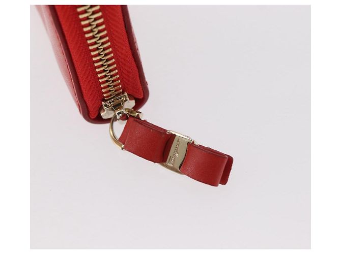 Portafoglio compatto Vala in pelle rossa e oro Auth am9789 di Salvatore Ferragamo Rosso D'oro - vista 8
