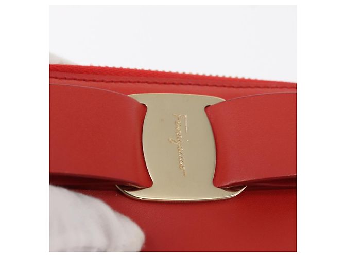 Portafoglio compatto Vala in pelle rossa e oro Auth am9789 di Salvatore Ferragamo Rosso D'oro - vista 9