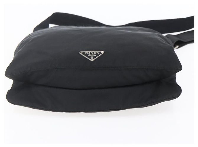 Borsa a Spalla PRADA Nylon Nero Argento Auth SW1836 - vista 5