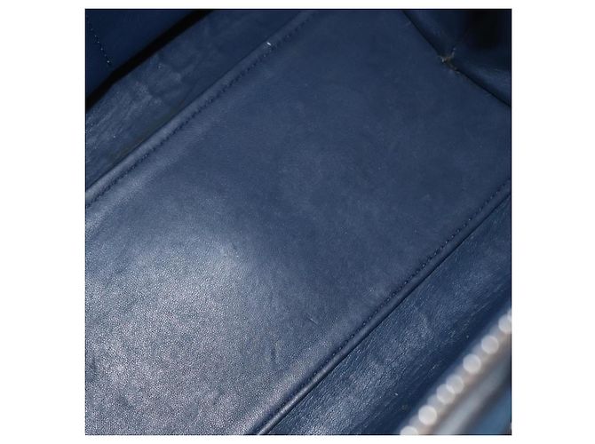 FENDI Trois Jules Borsa a Mano in Pelle Blu Navy Argento Auth 152694 - vista 11