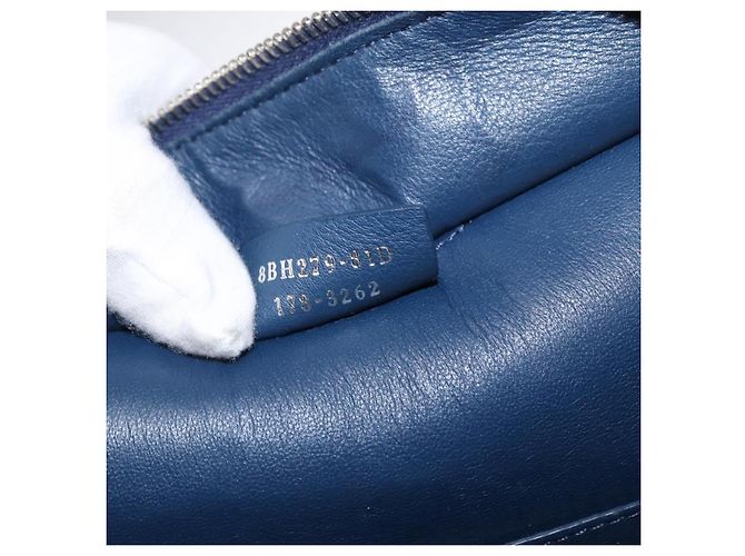 FENDI Trois Jules Borsa a Mano in Pelle Blu Navy Argento Auth 152694 - vista 12