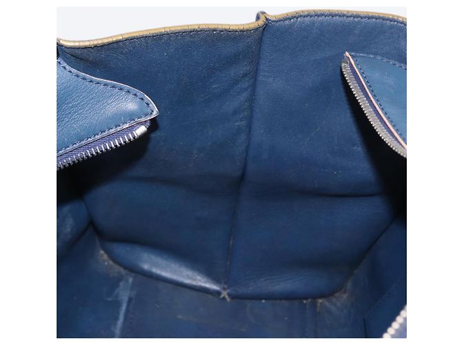 FENDI Trois Jules Borsa a Mano in Pelle Blu Navy Argento Auth 152694 - vista 20