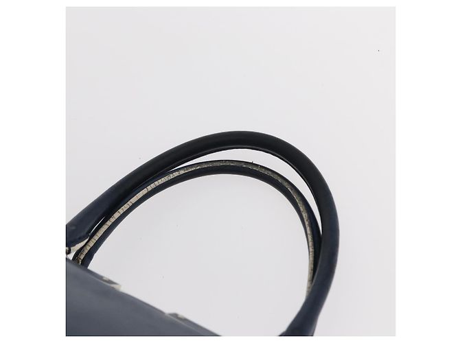 FENDI Trois Jules Borsa a Mano in Pelle Blu Navy Argento Auth 152694 - vista 8