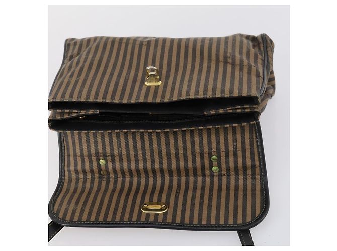Pequin FENDI Pecan Canvas Handtasche 2-Wege Schwarz Braun Auth mr1555 - Ansicht 10