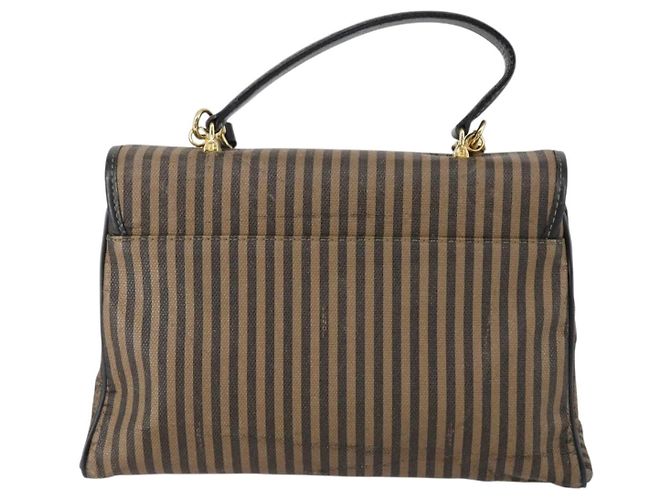 Pequin FENDI Pecan Canvas Handtasche 2-Wege Schwarz Braun Auth mr1555 - Ansicht 2
