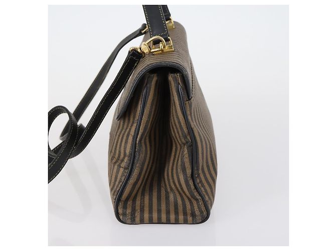 Pequin FENDI Pecan Canvas Handtasche 2-Wege Schwarz Braun Auth mr1555 - Ansicht 3