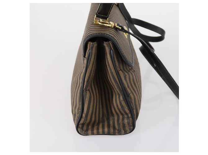Pequin FENDI Pecan Canvas Handtasche 2-Wege Schwarz Braun Auth mr1555 - Ansicht 4