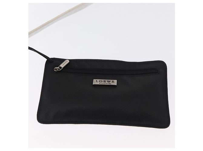 LOEWE Borsa a Spalla Anagram Pelle Nera Argento Auth 151851 Nero - vista 19