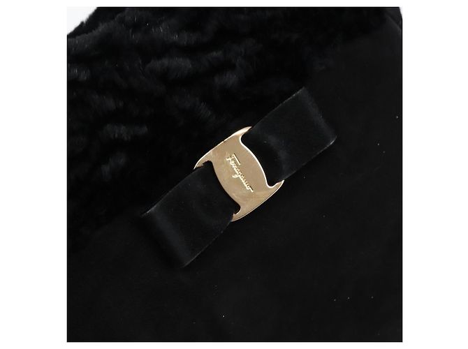 Borsa a mano Vala in suede nero e oro Salvatore Ferragamo Auth BA7991 D'oro - vista 18