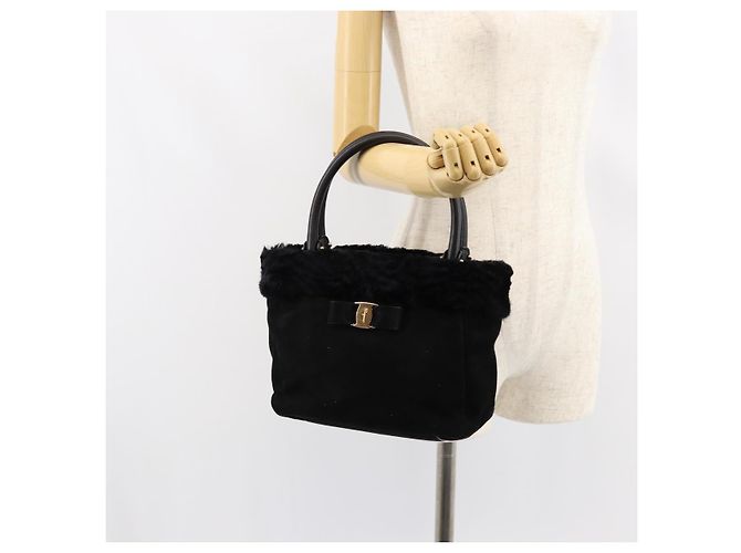 Borsa a mano Vala in suede nero e oro Salvatore Ferragamo Auth BA7991 D'oro - vista 24