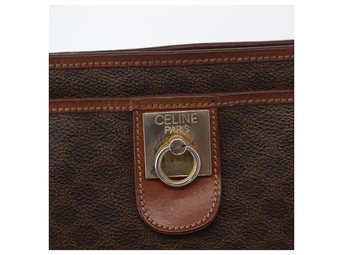 Céline Clutch em lona Macadam CELINE em couro PVC marrom dourado Auth bs31209 - vista 17