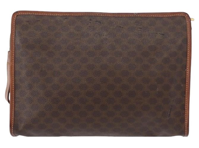 Céline Clutch em lona Macadam CELINE em couro PVC marrom dourado Auth bs31209 - vista 2