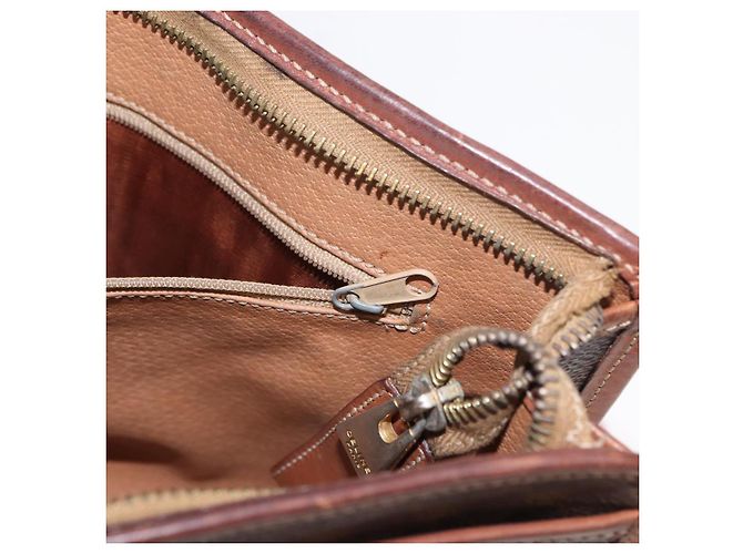 Céline Clutch em lona Macadam CELINE em couro PVC marrom dourado Auth bs31209 - vista 21