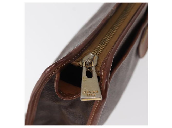 Céline Clutch em lona Macadam CELINE em couro PVC marrom dourado Auth bs31209 - vista 9