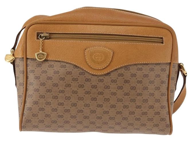 Gucci Borsa a Spalla Micro GG Supreme PVC Beige Oro 001 084 0852 Auth BA6744 D'oro - vista 2