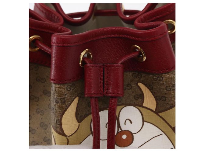 Borsa di collaborazione GUCCI Micro GG Supreme Doraemon in PVC 625216 Auth 156657SAM Beige D'oro - vista 14