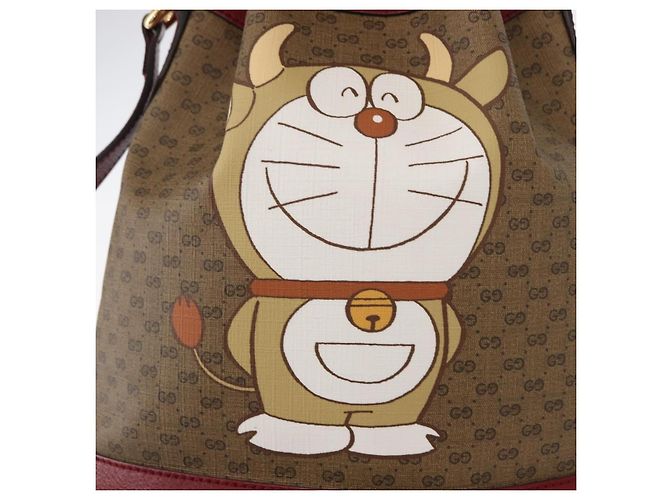 Borsa di collaborazione GUCCI Micro GG Supreme Doraemon in PVC 625216 Auth 156657SAM Beige D'oro - vista 16