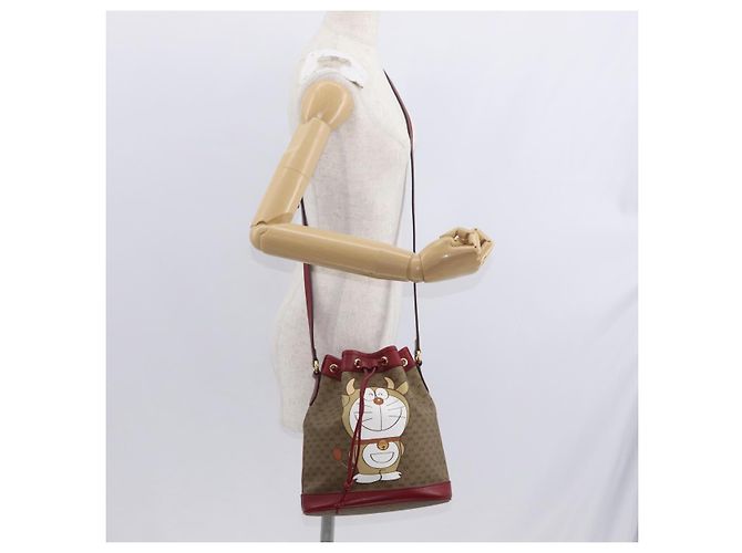 Borsa di collaborazione GUCCI Micro GG Supreme Doraemon in PVC 625216 Auth 156657SAM Beige D'oro - vista 22