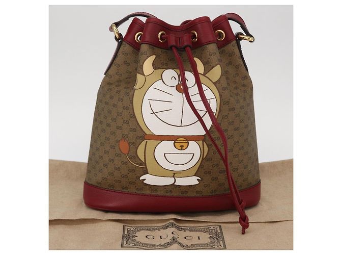 Borsa di collaborazione GUCCI Micro GG Supreme Doraemon in PVC 625216 Auth 156657SAM Beige D'oro - vista 23