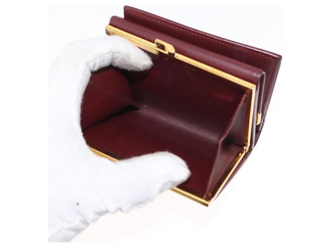 Borsa Clutch in Pelle Must Line di CARTIER 2 Pezzi Bordeaux Oro Auth bs31487 D'oro Bordò - vista 10