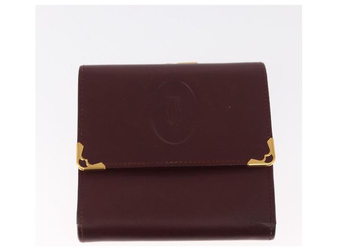 Borsa Clutch in Pelle Must Line di CARTIER 2 Pezzi Bordeaux Oro Auth bs31487 D'oro Bordò - vista 2