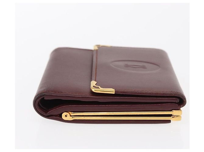 Borsa Clutch in Pelle Must Line di CARTIER 2 Pezzi Bordeaux Oro Auth bs31487 D'oro Bordò - vista 4