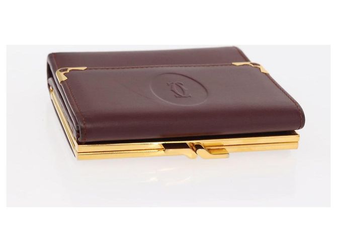 Borsa Clutch in Pelle Must Line di CARTIER 2 Pezzi Bordeaux Oro Auth bs31487 D'oro Bordò - vista 5