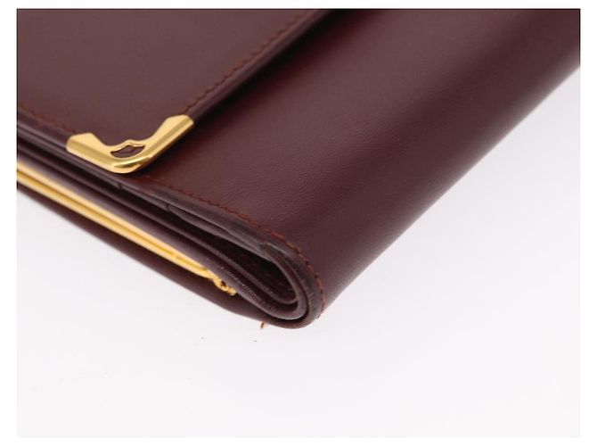 Borsa Clutch in Pelle Must Line di CARTIER 2 Pezzi Bordeaux Oro Auth bs31487 D'oro Bordò - vista 7