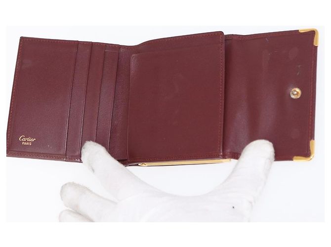 Borsa Clutch in Pelle Must Line di CARTIER 2 Pezzi Bordeaux Oro Auth bs31487 D'oro Bordò - vista 8