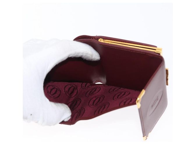 Borsa Clutch in Pelle Must Line di CARTIER 2 Pezzi Bordeaux Oro Auth bs31487 D'oro Bordò - vista 9