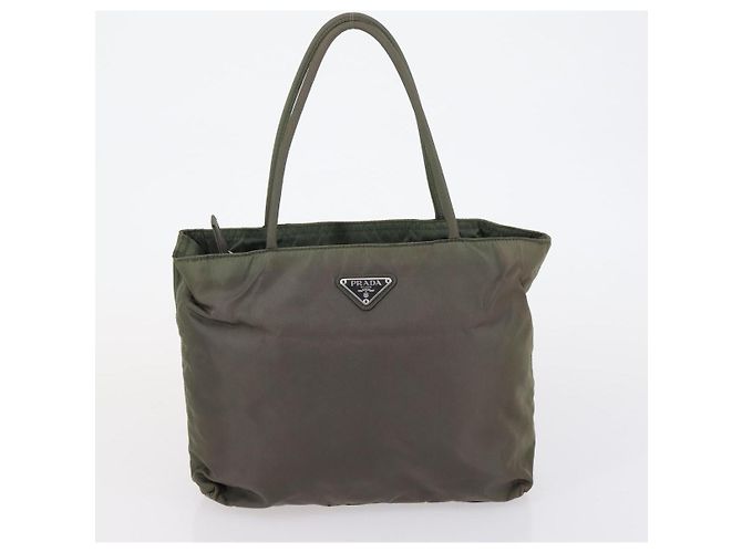 PRADA Bolsa de Esporte em Lona de Nylon 3 Peças Verde Preto Auth 154548 - vista 10