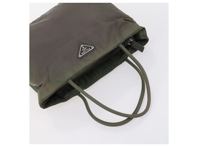 PRADA Bolsa de Esporte em Lona de Nylon 3 Peças Verde Preto Auth 154548 - vista 13