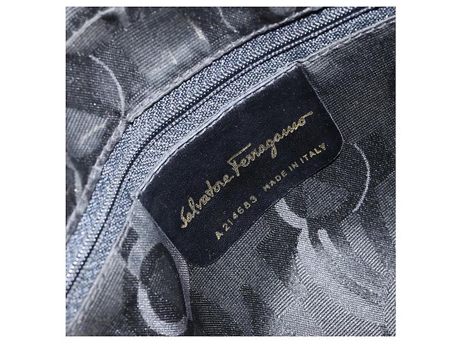 Borsa a Spalla Salvatore Ferragamo Vala in Pelle Blu Navy Oro Auth 155315 D'oro - vista 12