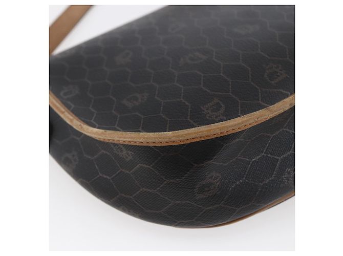 Christian Dior Borsa a spalla in tela a nido d'ape in pelle PVC nera Auth BA6822 Nero - vista 13