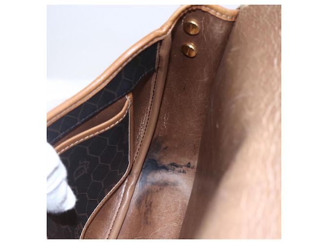 Christian Dior Borsa a spalla in tela a nido d'ape in pelle PVC nera Auth BA6822 Nero - vista 18