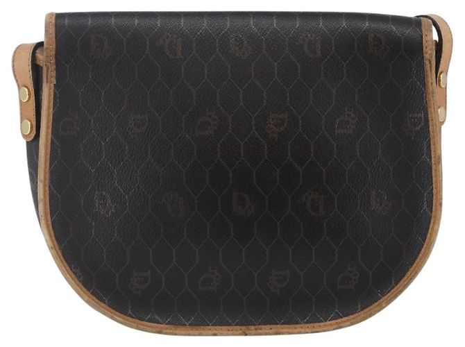 Christian Dior Borsa a spalla in tela a nido d'ape in pelle PVC nera Auth BA6822 Nero - vista 3