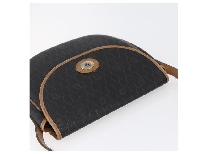 Christian Dior Borsa a spalla in tela a nido d'ape in pelle PVC nera Auth BA6822 Nero - vista 6