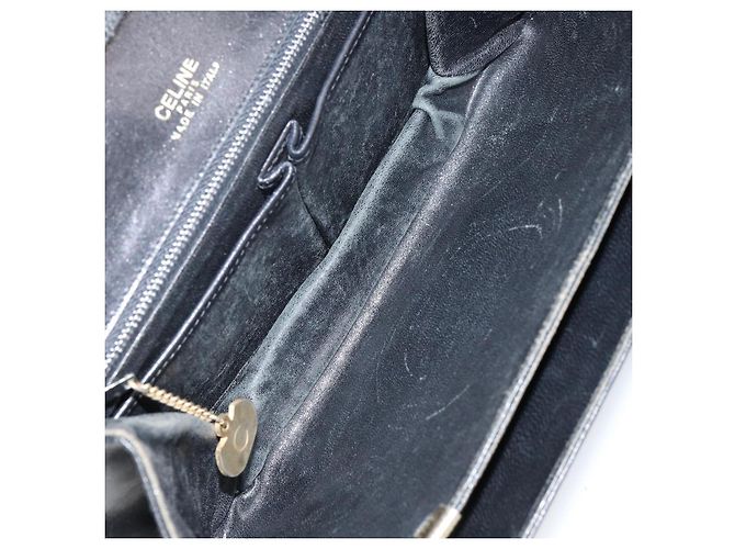 Borsa a spalla CÉLINE Carrozza in pelle nera e oro Auth ar13797 Nero D'oro - vista 11
