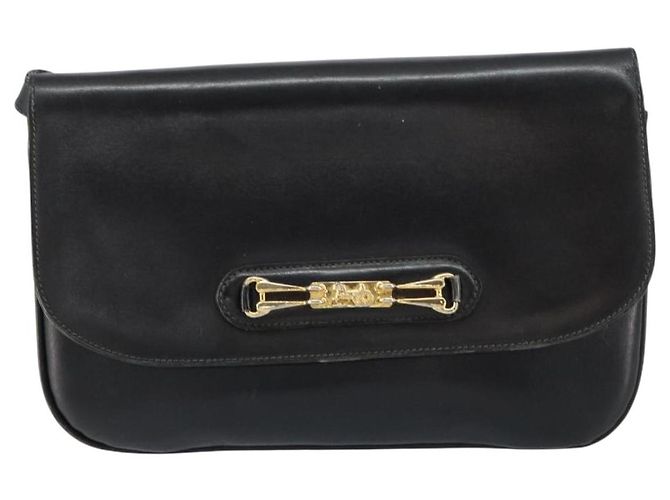 Borsa a spalla CÉLINE Carrozza in pelle nera e oro Auth ar13797 Nero D'oro - vista 13