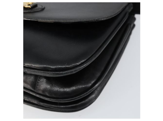 Borsa a spalla CÉLINE Carrozza in pelle nera e oro Auth ar13797 Nero D'oro - vista 14