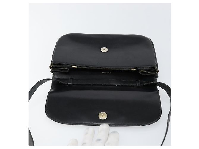 Borsa a spalla CÉLINE Carrozza in pelle nera e oro Auth ar13797 Nero D'oro - vista 19
